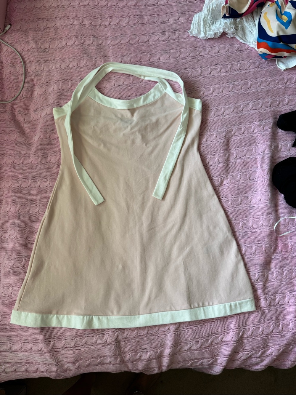 Forever 21 Light Pink Halter A-Line Dress with White Trim